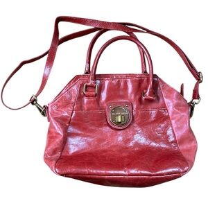 Elliott Lucca | Women’s red leather zip top buckle/snap front crossbody purse